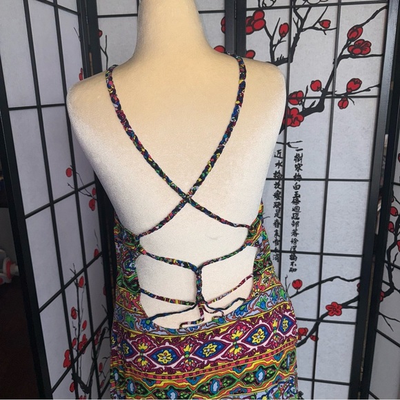 Nanette Lepore Sz Large Carnival Multicolor Summer Pocket Swim Cover Up Dress - Picture 4 of 14